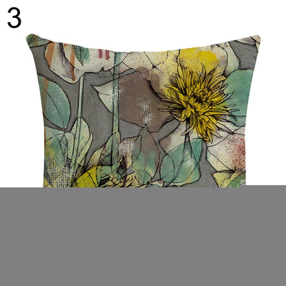 Retro Flower Pillow Case Linen Cushion Cover Sofa Bed Car Cafe Office Decoration