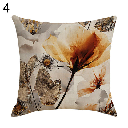 Retro Flower Pillow Case Linen Cushion Cover Sofa Bed Car Cafe Office Decoration