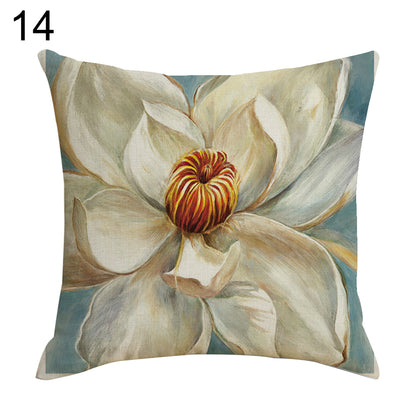 Retro Flower Pillow Case Linen Cushion Cover Sofa Bed Car Cafe Office Decoration