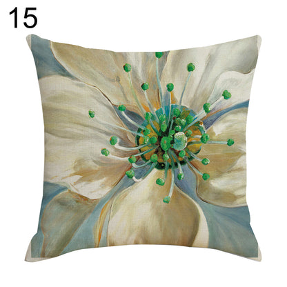 Retro Flower Pillow Case Linen Cushion Cover Sofa Bed Car Cafe Office Decoration